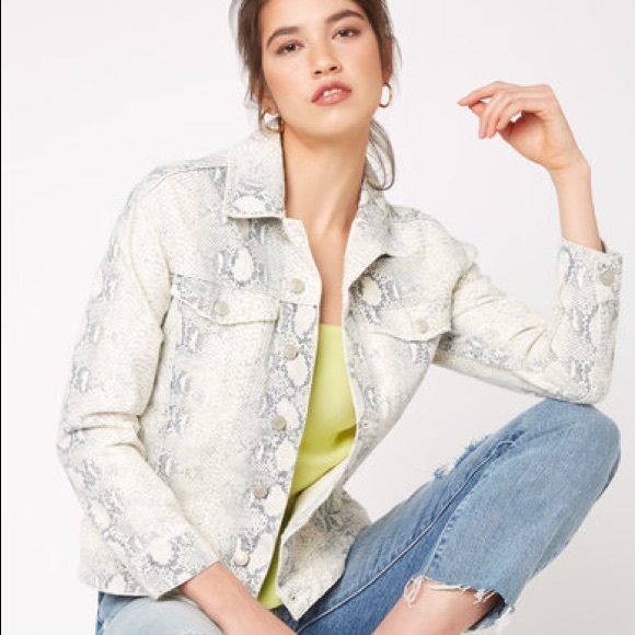 snake print denim jacket